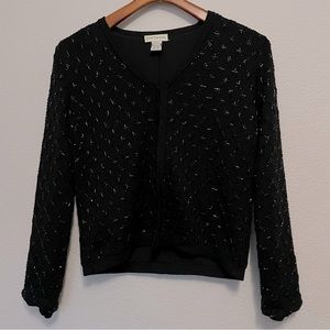 Ann Taylor Black Beaded Cardigan
